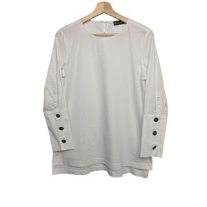 Estelle & Finn Women's XS Popover Blouse White Button Accent Sleeve Coastal